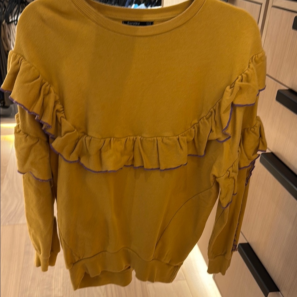 Yellow Ruffled Sweatshirt